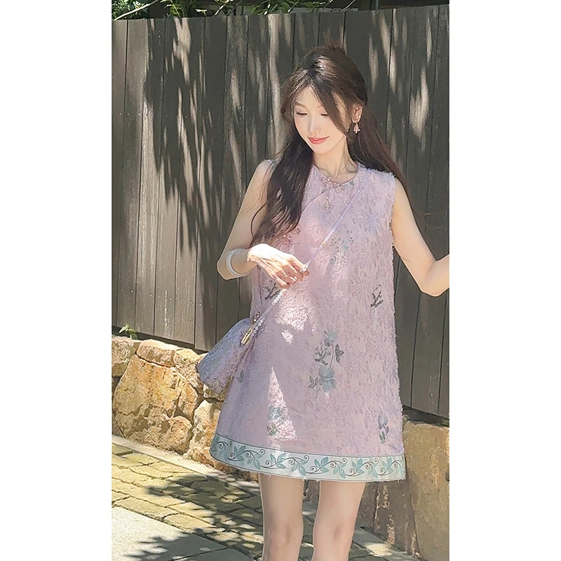 【果果家优选】新中式国风女装2024新款宽松减龄时尚小众连衣裙