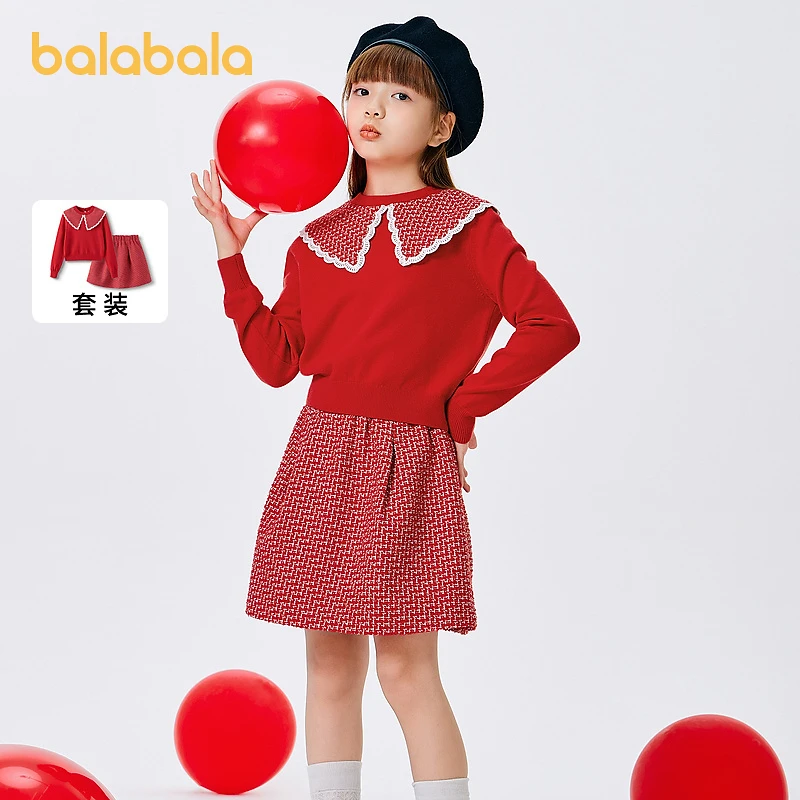 巴拉巴拉儿童套装女童秋冬新款两件套拜年服208423104003