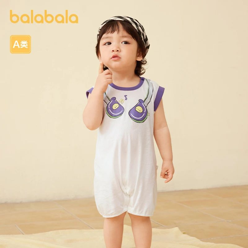 巴拉巴拉婴儿衣服男童连体衣女宝宝爬服哈衣夏季洋气无袖薄款