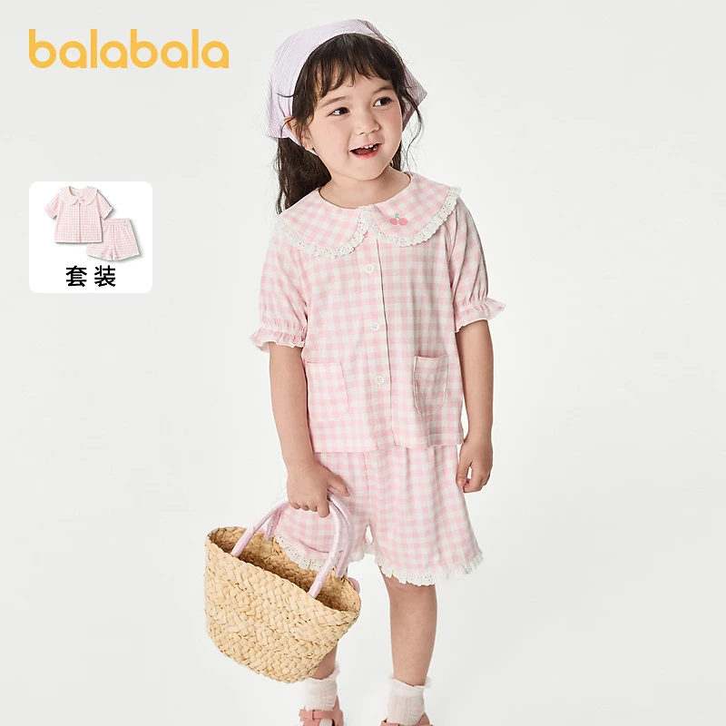 巴拉巴拉女童睡衣套装夏季空调服儿童家居服小童印花