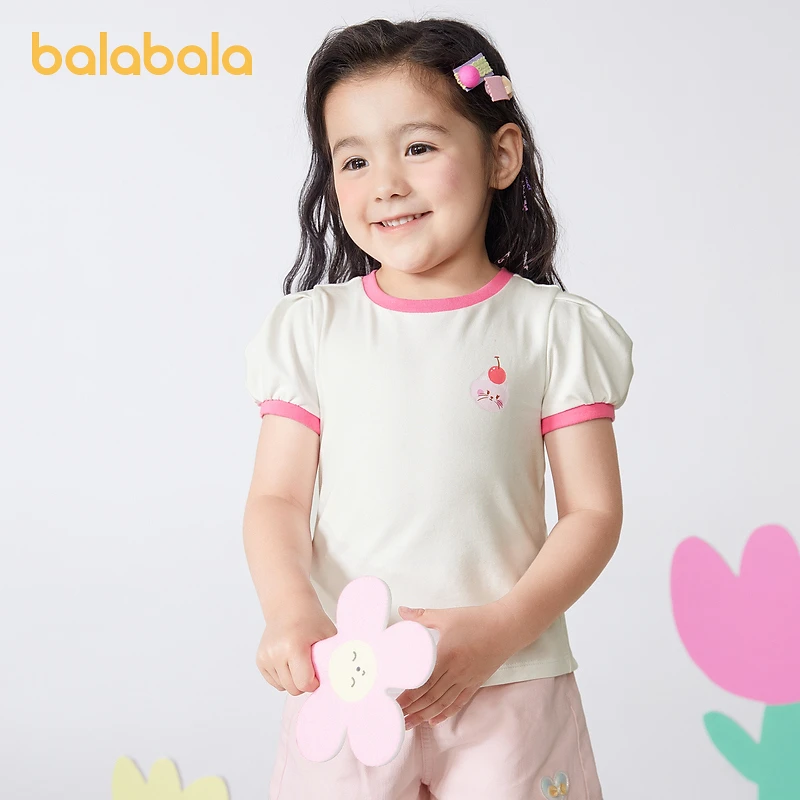 巴拉巴拉儿童T恤女童短袖简约上衣夏装清新日常童装208223117036