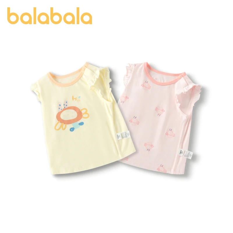 巴拉巴拉宝宝上衣婴儿t恤男童睡衣女夏装两件装亲肤打底薄款上衣