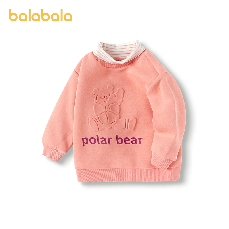 巴拉巴拉女童卫衣秋冬童装可爱图案洋气加绒加厚温暖201422121001