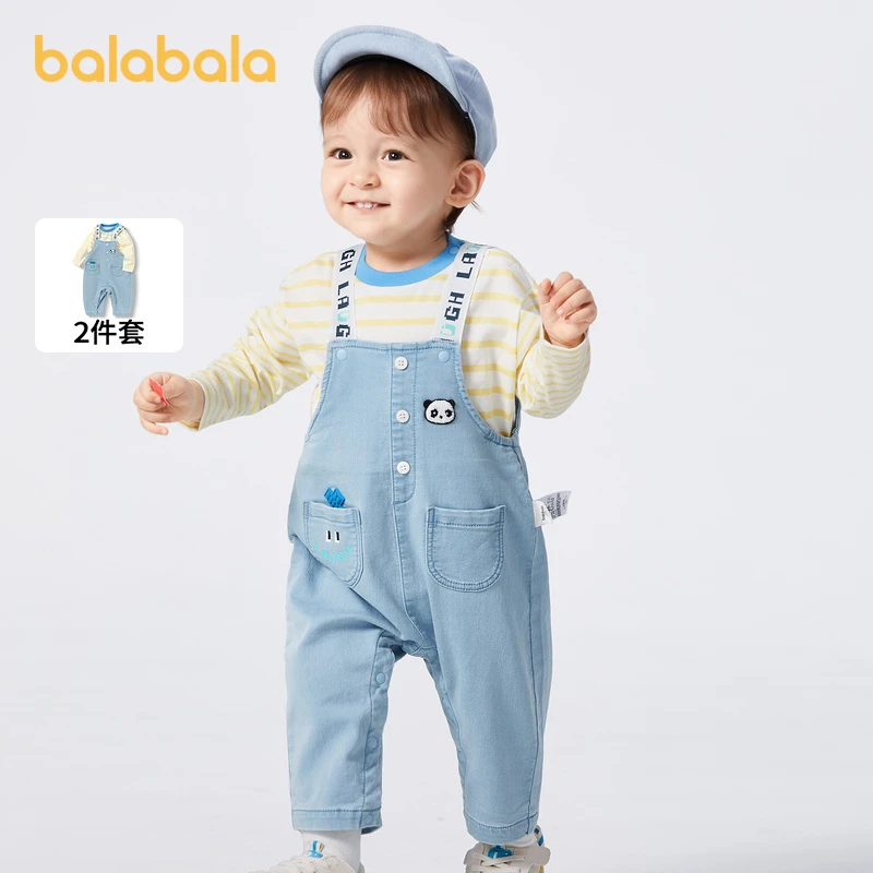 巴拉巴拉宝宝秋装婴儿长袖套装儿童衣服两件套背带裤时尚可爱萌趣