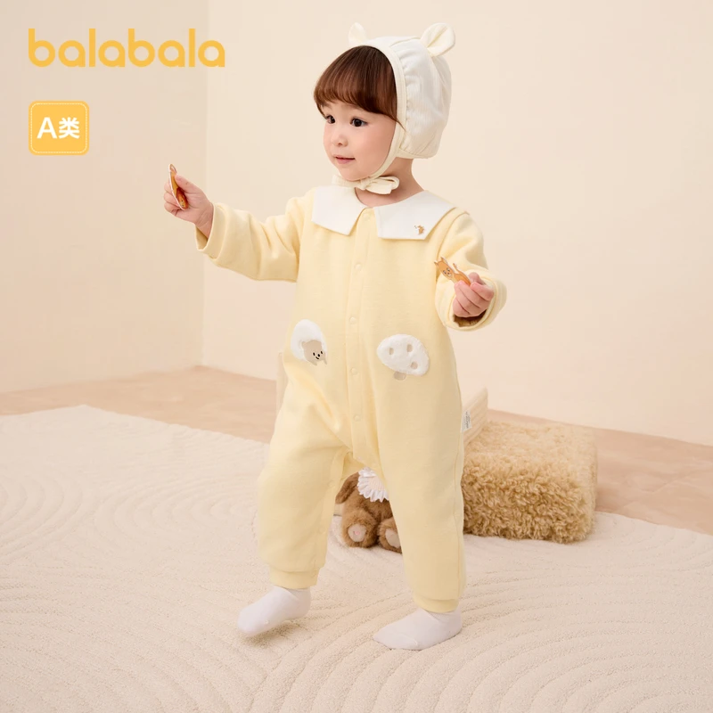 巴拉巴拉童装冬装新生儿男女童衣服新款连体衣哈衣夹棉时尚萌