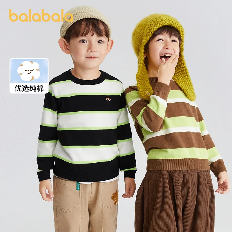 巴拉巴拉童装宝宝针织衫男童毛衣秋装套头打底衫纯棉卡通刺绣洋气