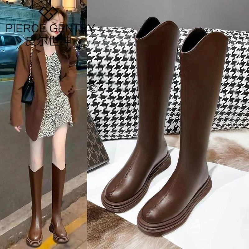 长筒靴女2024年秋冬新款平底高筒靴胖mm显瘦不过膝长靴子