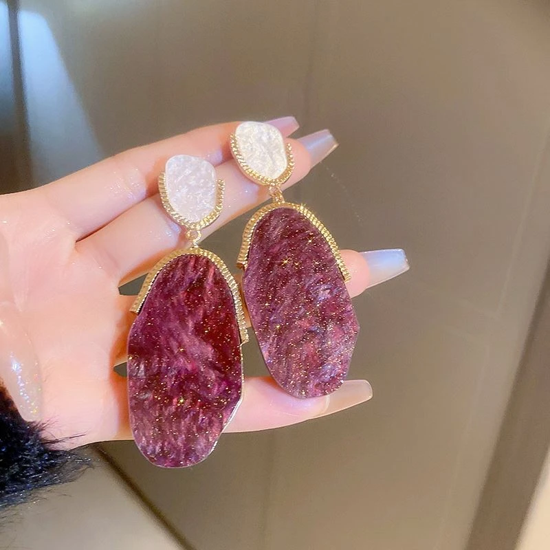铜合金亚克力耳饰 几何耳环欧美夸张设计感复古ins风气质法式耳饰
