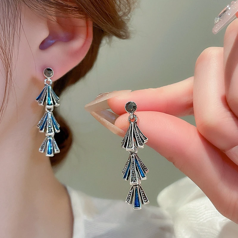 合金耳饰 秋冬新款花朵流苏耳饰女气质轻奢复古耳坠新中式耳环女