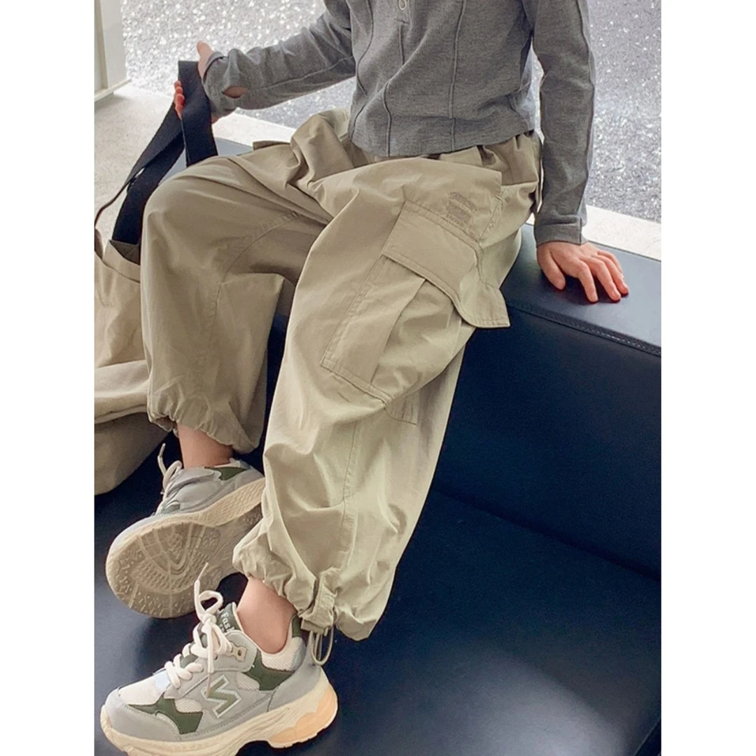 女童工装裤2023新款秋装儿童春秋款直筒裤子宽松小女孩洋气休闲裤