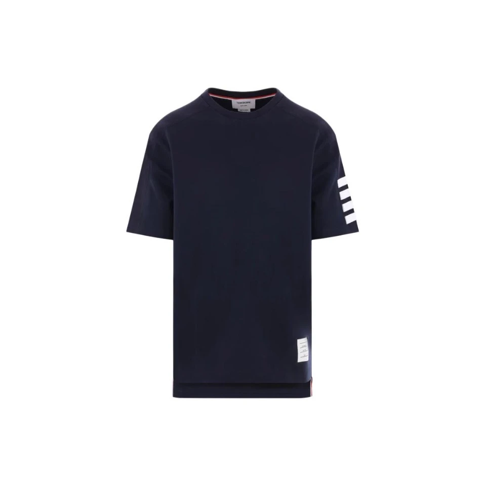 全新未使用 THOMBROWNE 深蓝色袖口经典四条杠logo圆领短袖T恤