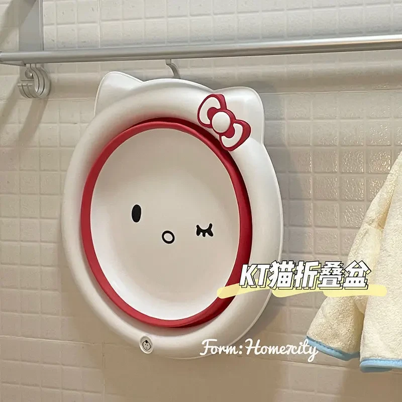 可可爱爱的kt猫折叠脸盆宿舍洗漱好物环保pp洗手盆折叠盆高中生