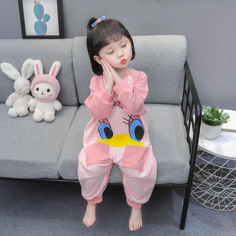 德绒儿童连体衣6新款2022秋冬季长袖卡通中小童3女宝宝防踢家居服
