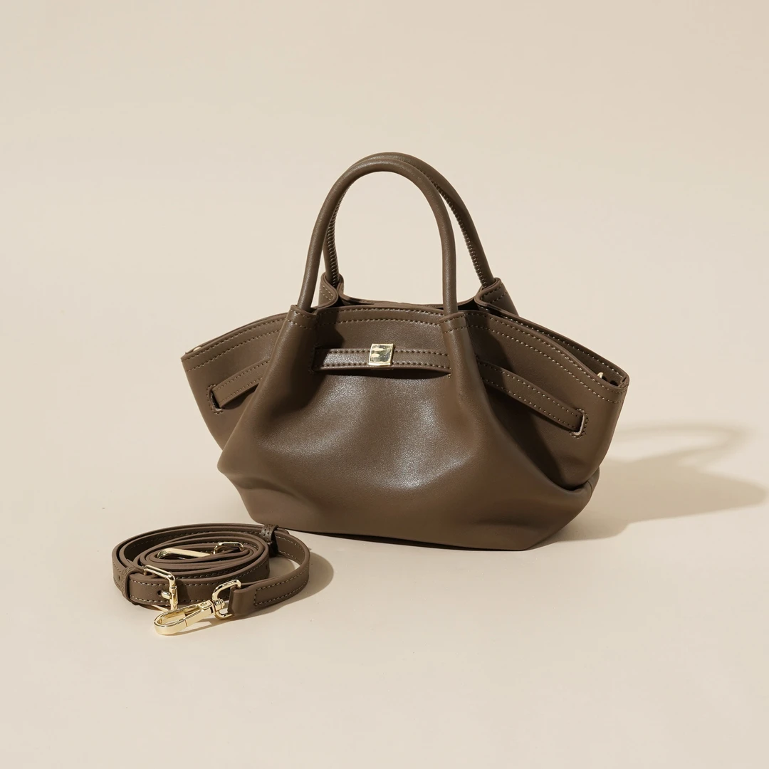 岩牛小众纯色设计师手提单肩包休闲百搭时尚高级感女包YN3405