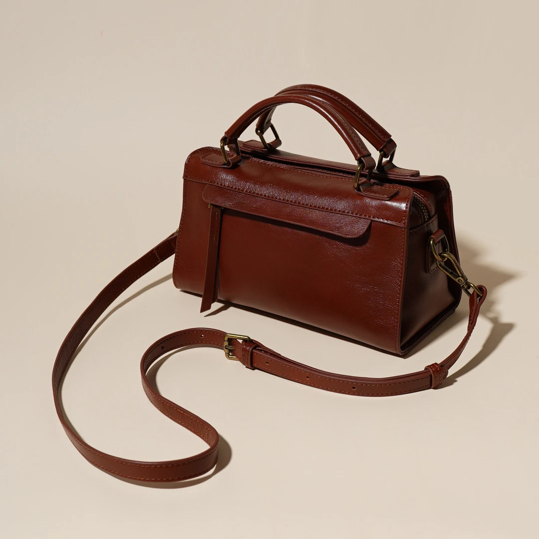 岩牛时尚休闲百搭小众简约女士轻奢气质复古单肩包YN3224