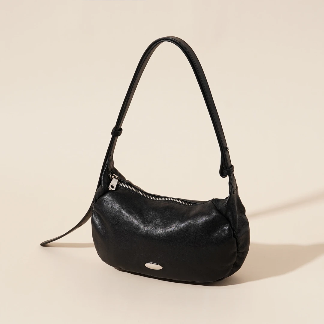 岩牛手工新款羊皮小众单肩腋下包2024新款女士休闲真皮斜挎YN3417