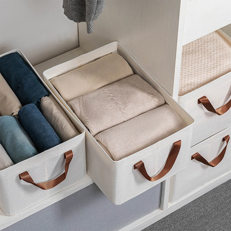 佳幇手衣柜棉麻布艺收纳盒无盖折叠衣服裤子收纳箱筐包整理箱衣物
