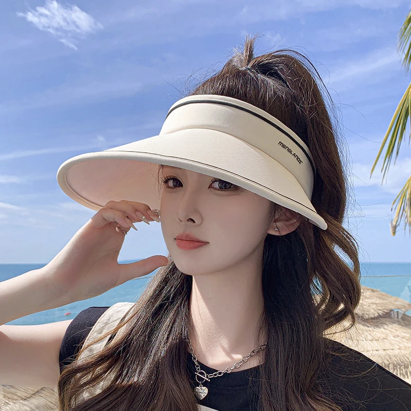 帽子春夏女百搭空顶防晒帽女宽檐显脸小遮阳帽户外沙滩骑行太阳帽