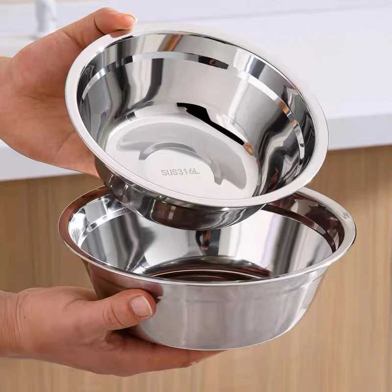 加厚食品级304不锈钢盆吃饭米饭盛菜盆家用304不锈钢餐具特厚钢碗