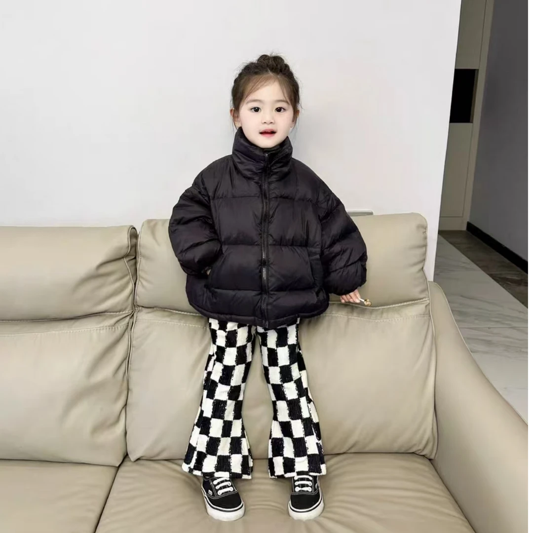 【反季断码】儿童加厚羽绒服立领纯色休闲韩版保暖黑色百搭