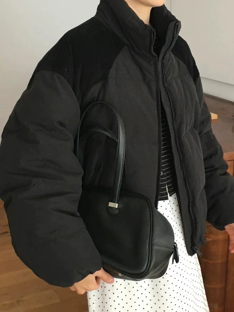 现货！韩国东大门代购self service2024秋冬新三色下摆抽绳棉衣