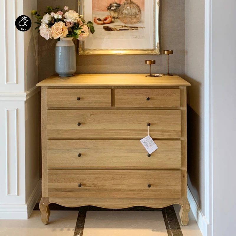 美式乡村卧室楼梯储物斗柜出口橡木玄关柜复古客厅实木收纳餐边柜