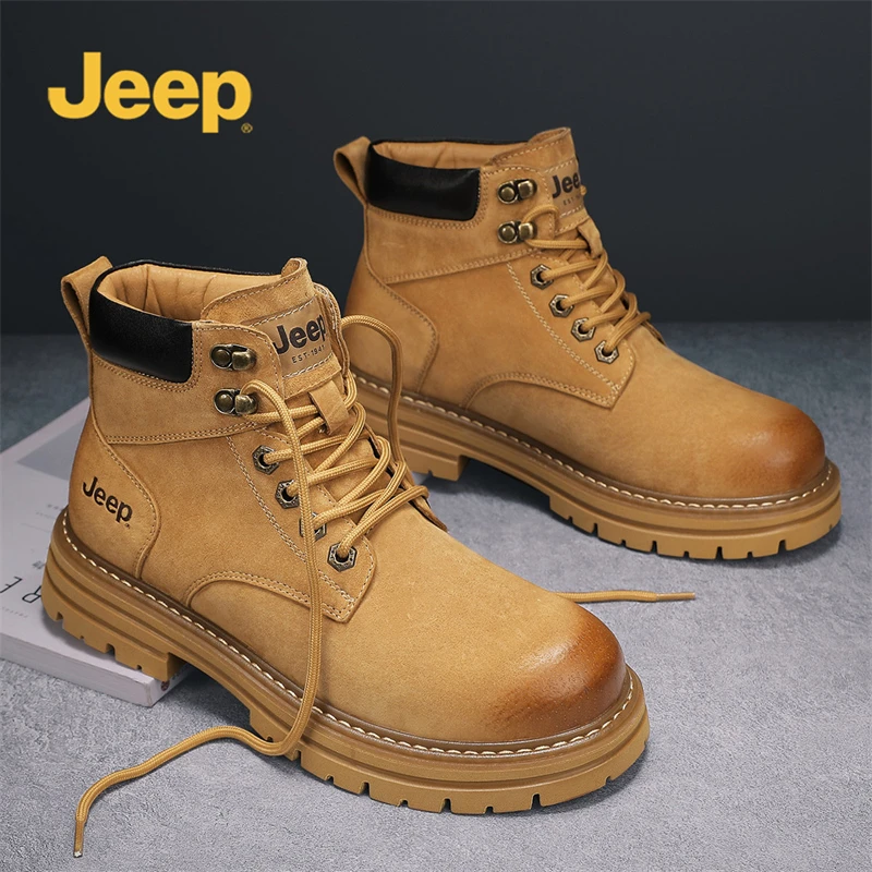 JEEP/吉普踢不烂大黄靴男秋冬英伦风复古男鞋户外休闲男士工装靴