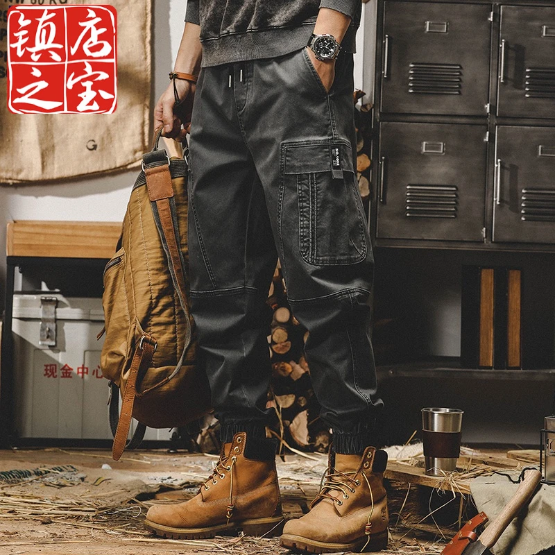 琛陌大码重磅百搭工装裤子男宽松直筒潮牌春季休闲裤男阔腿束脚雅