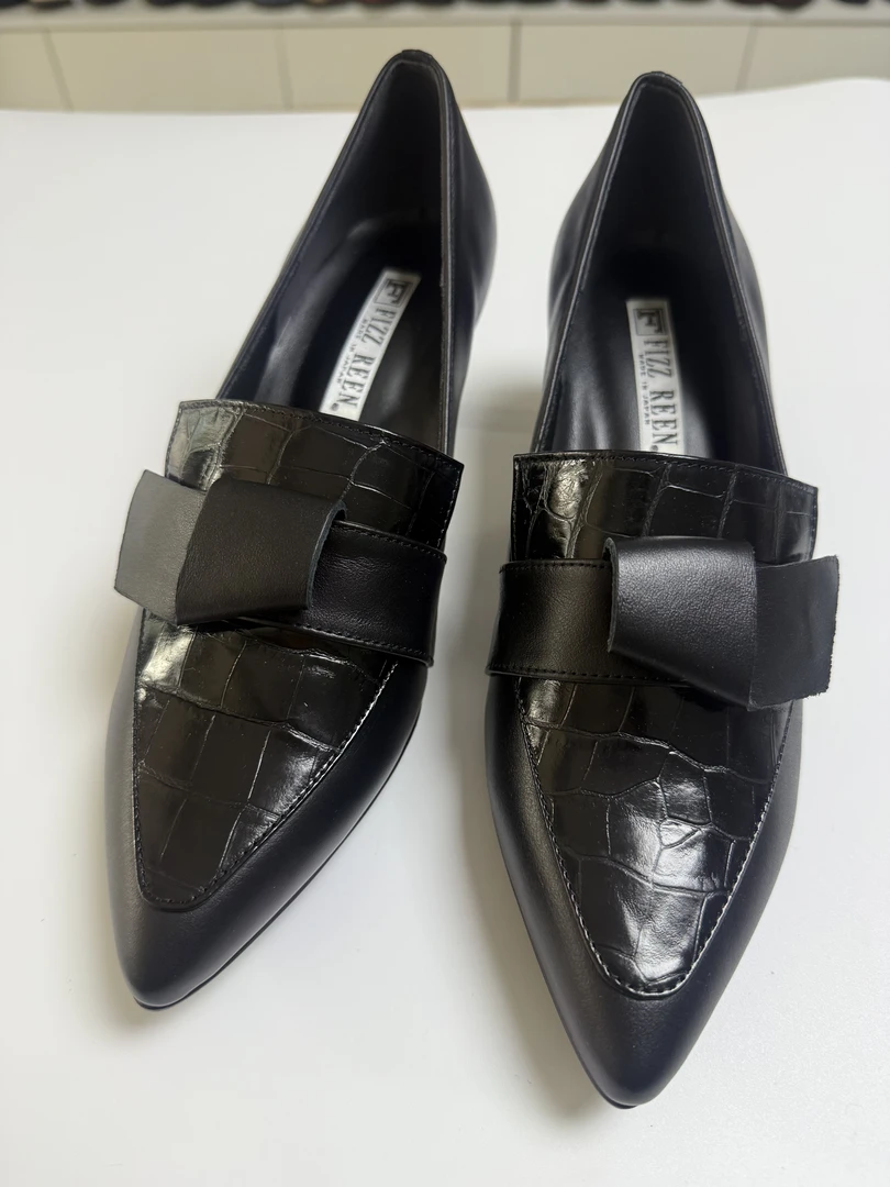 正品高跟鞋一脚蹬休闲百搭单鞋女蝴蝶结英伦风小皮鞋