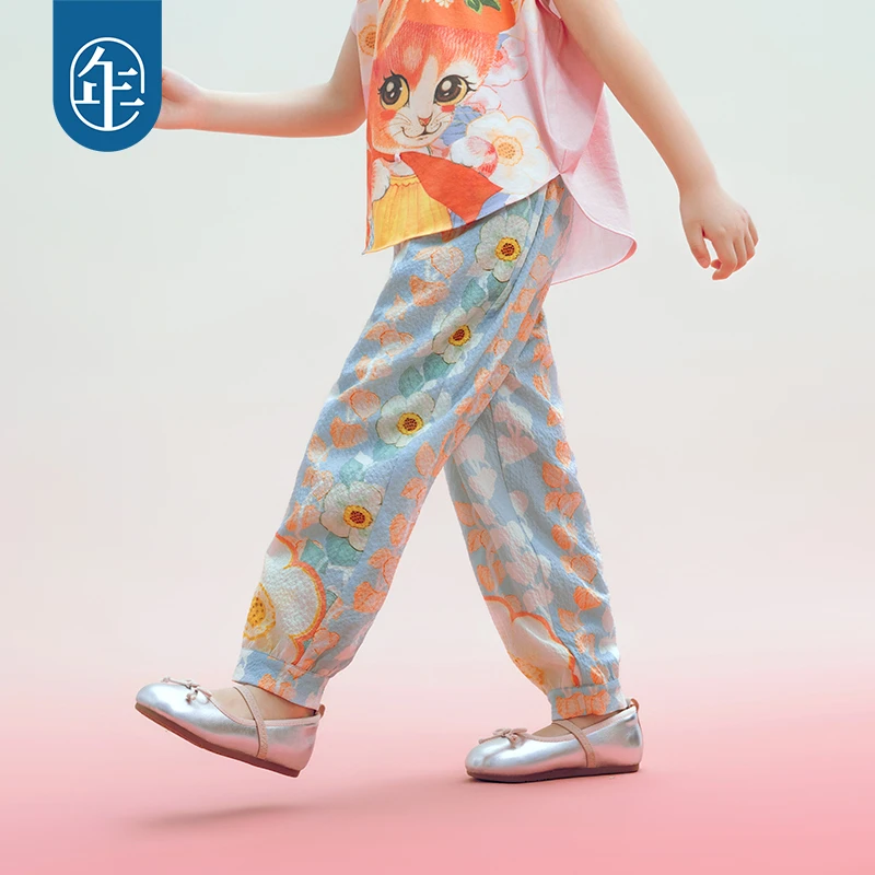 【蔓舞轻歌】儿童裤子夏季新国风女童凉感长裤女宝宝休闲裤防蚊裤G