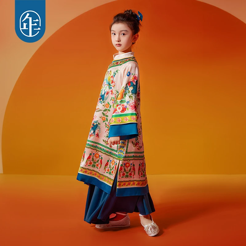 【花锦千色】女童旗袍套装中国风儿童改良旗袍唐装女孩古装礼服G