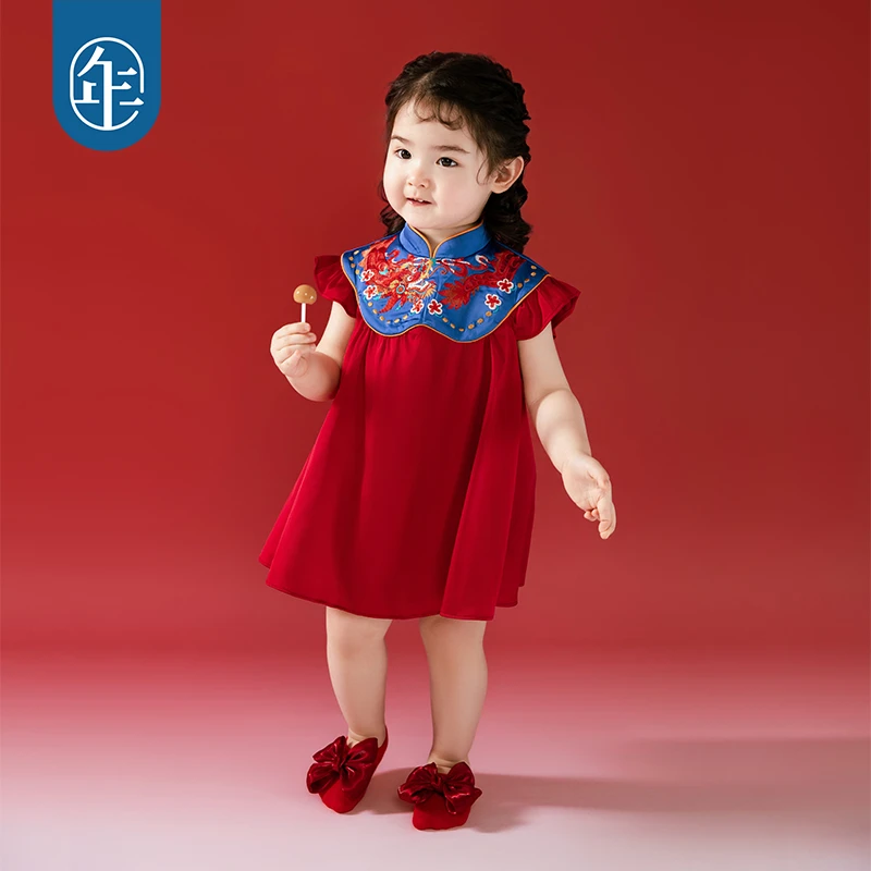 【龙华富贵婴儿连衣裙】女童连衣裙婴儿衣服公主裙夏季童装新中式G