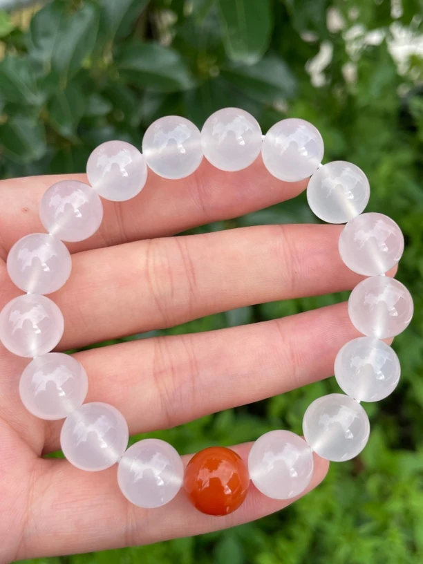 精品荔枝冻12mm单圈手串，超强荧光，冰透