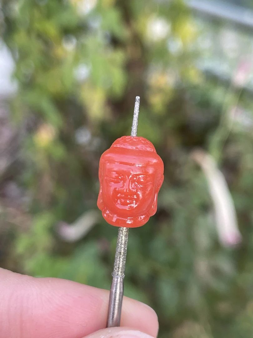 精品保山南红佛头配饰背云尺寸10.8x14.8x11mm颜色红润