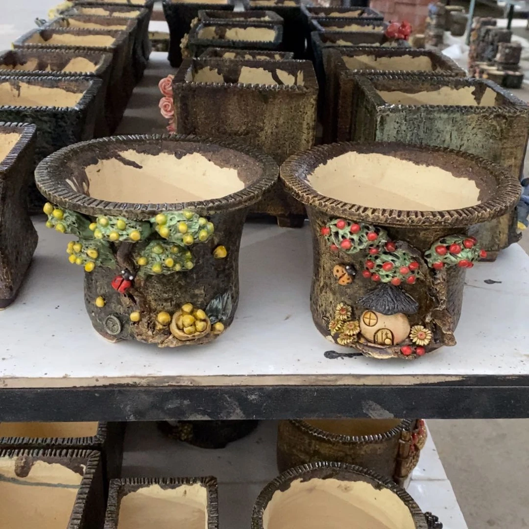 红陶青藤花器多肉花盆