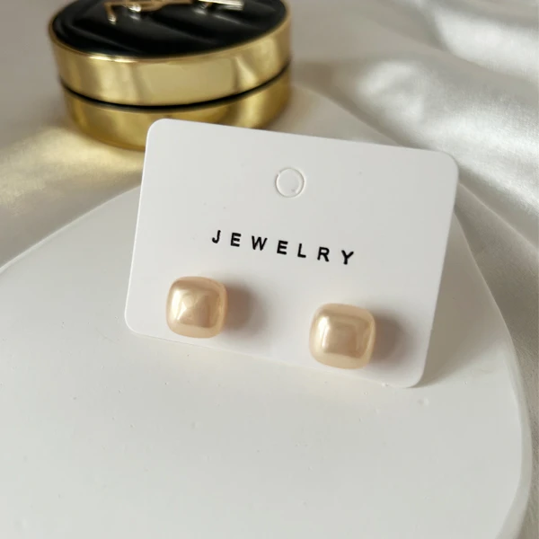 合金耳饰 925银针耳钉奶油方珠轻奢时尚经典高档小众简约高级感