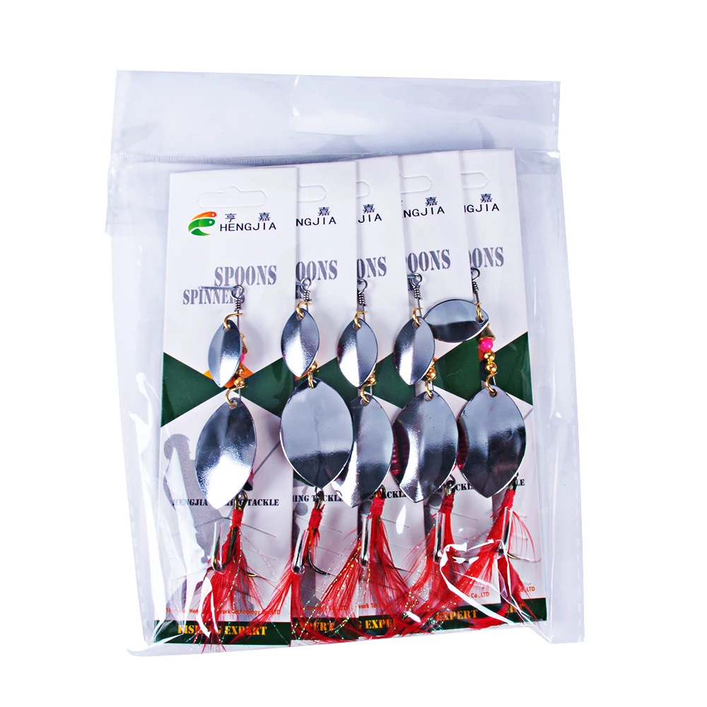 带羽毛路亚饵双叶旋转亮片10克 假饵钓鲈鱼鳜鱼翘嘴