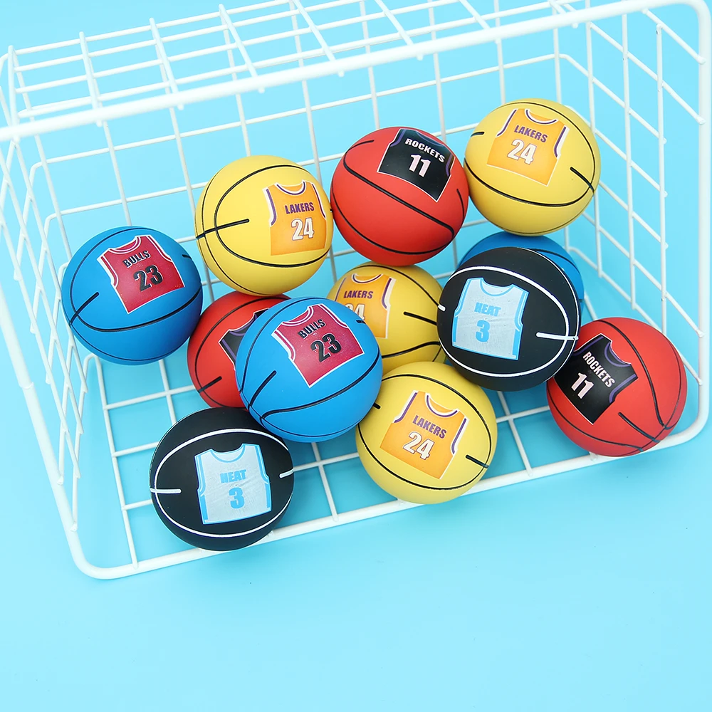 高弹力球星耀传奇球衣纪念号码橡胶空心弹跳球儿童玩具拍拍小篮球