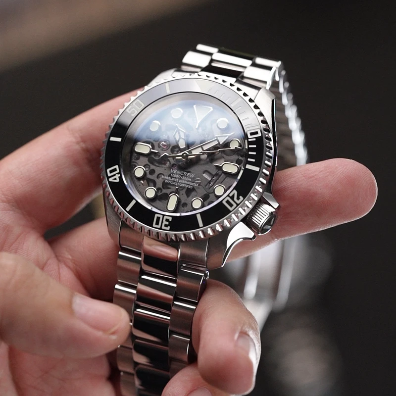VENCREW韦恩男生【塞壬】机械表男款夜光300米防水手表机械腕表
