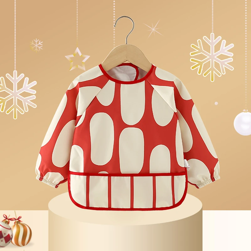 宝宝吃饭围兜防水防脏儿童罩衣秋冬款长袖反穿衣女宝饭兜防脏护衣