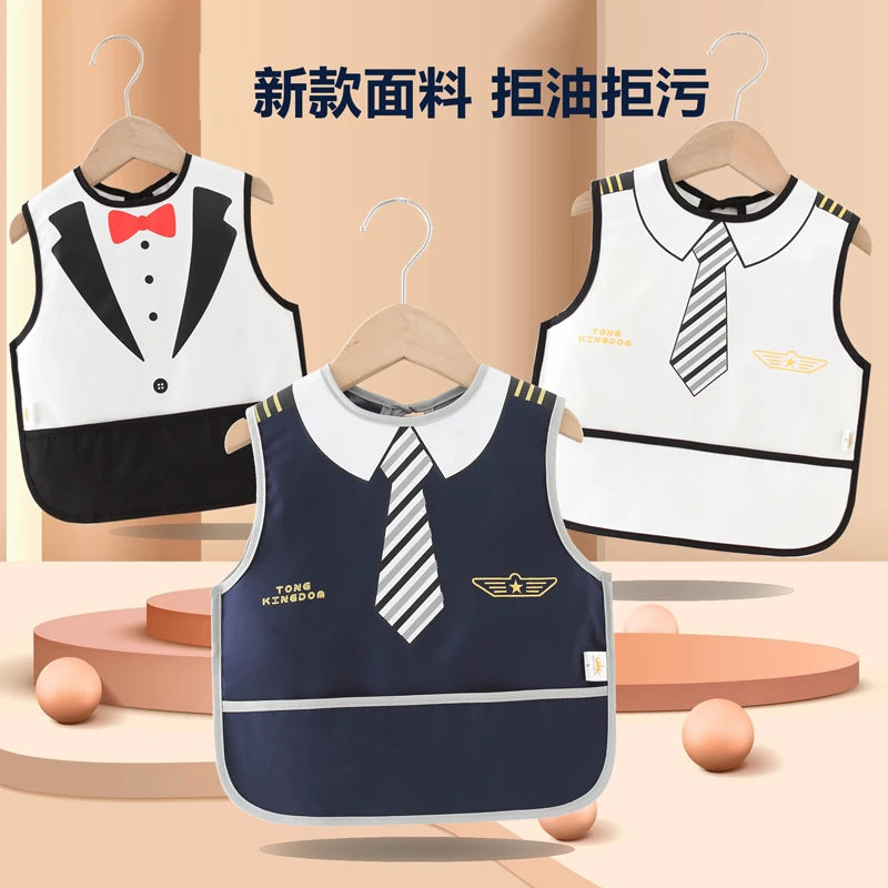 男宝宝防水罩衣儿童无袖反穿衣婴儿防脏护衣幼儿园围兜夏季薄款