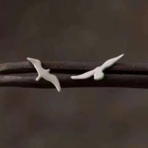 合金耳饰 「雁南飞」飞鸟的剪影小红书同款养耳洞耳环新款海鸥耳饰