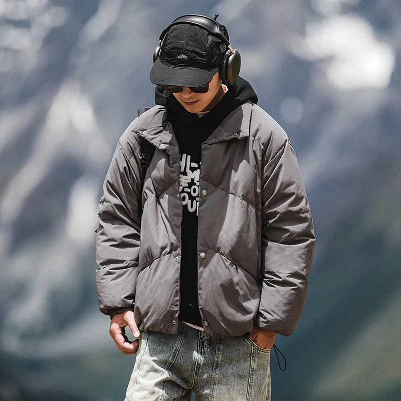 HEEMKIZOO休闲冬季s短款羽绒服立领男女加厚户外工装外套宽松情侣