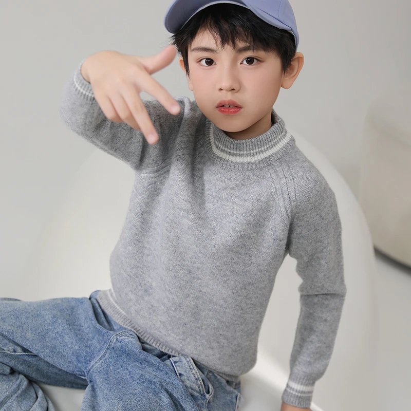 2025秋冬加厚半高100%羊毛衫男女儿童气质宽松显瘦内搭毛衣打底衫