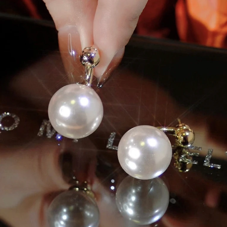合金仿珍珠耳饰 法式轻奢简约大珠珠耳钉设计耳环爆款时尚耳饰