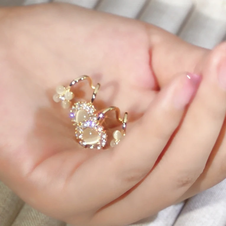 合金合成锆石耳饰 气质简约女神花耳环精致花朵耳钉新款耳饰