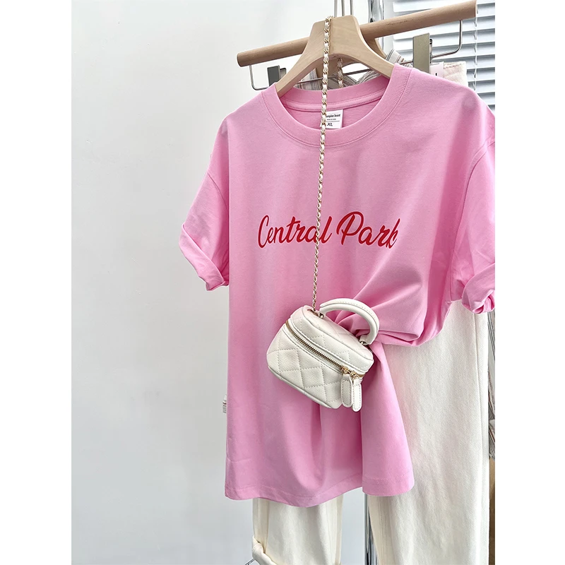 2025夏季韩版宽松休闲字母印花短袖T恤女减龄小清新显瘦上衣时髦