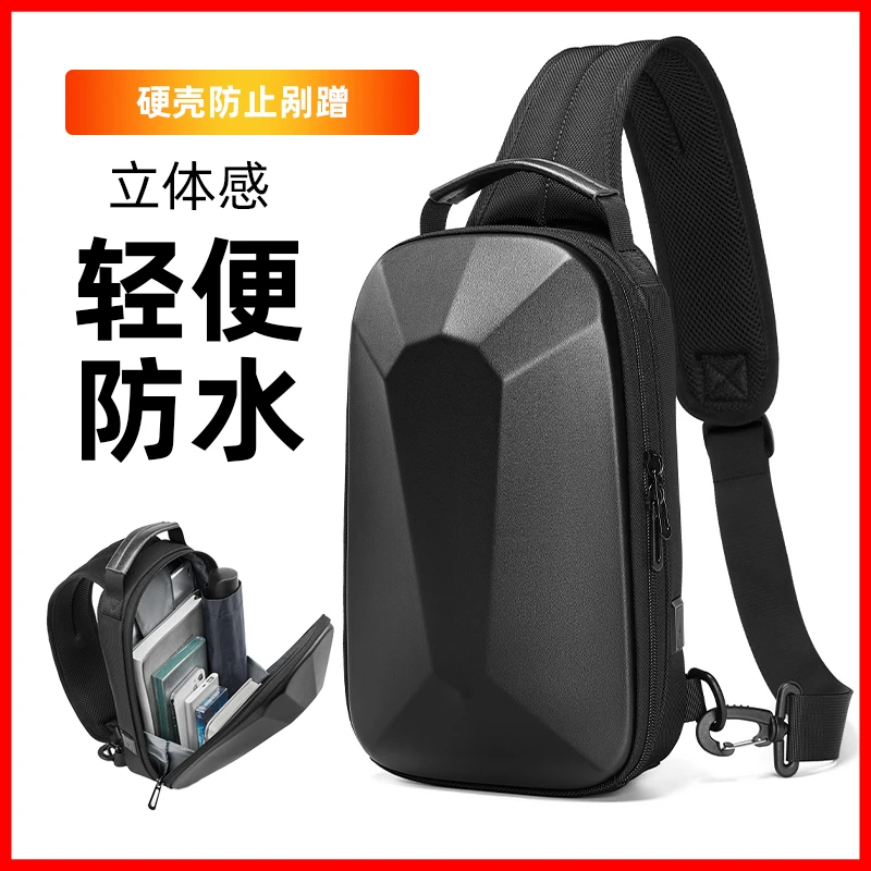 韩版男士户外多功能单肩斜挎包时尚潮流机车骑行包胸包肩包小背包