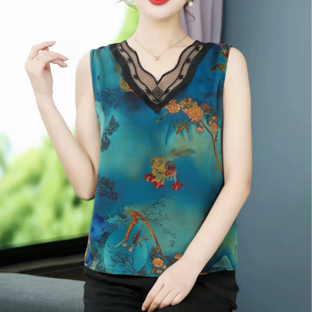 9743-4新款蕾丝背心（蓝色）