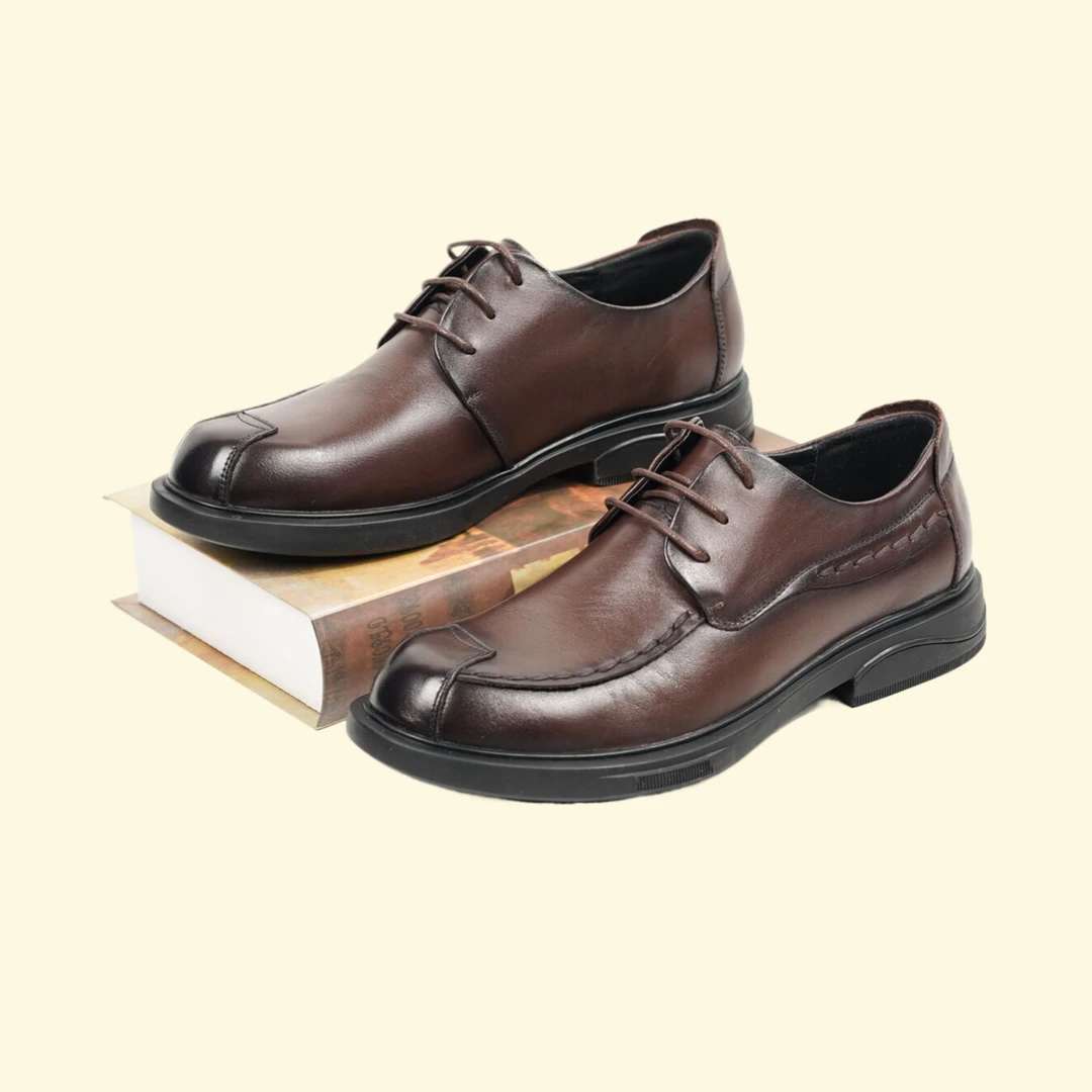 2025头层小牛皮专柜高订商务休闲软底软面舒适百搭系带男鞋~A25